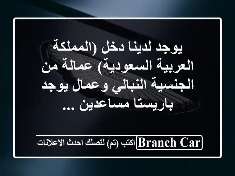 يوجد لدينا دخل (المملكة العربية السعودية) عمالة من الجنسية النبالي وعمال يوجد باريستا مساعدين ...