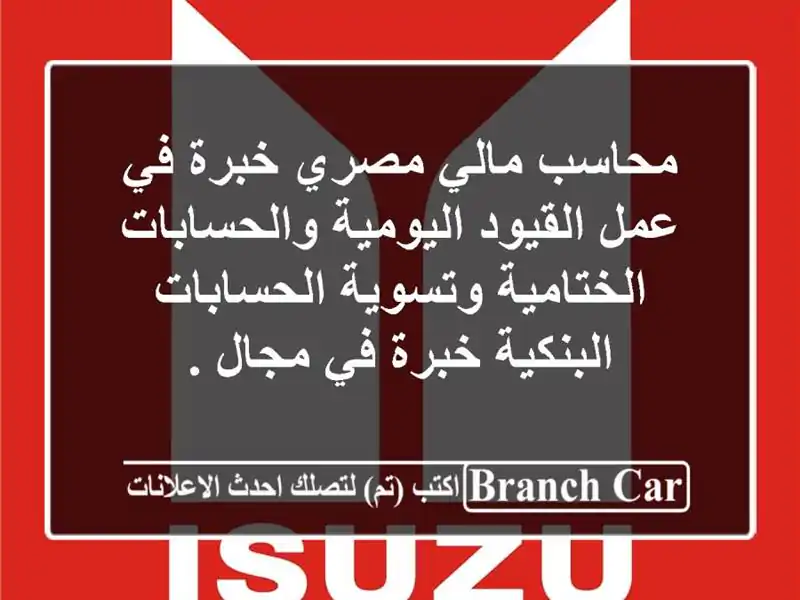 محاسب مالي مصري خبرة في عمل القيود اليومية والحسابات الختامية وتسوية الحسابات البنكية خبرة في مجال .