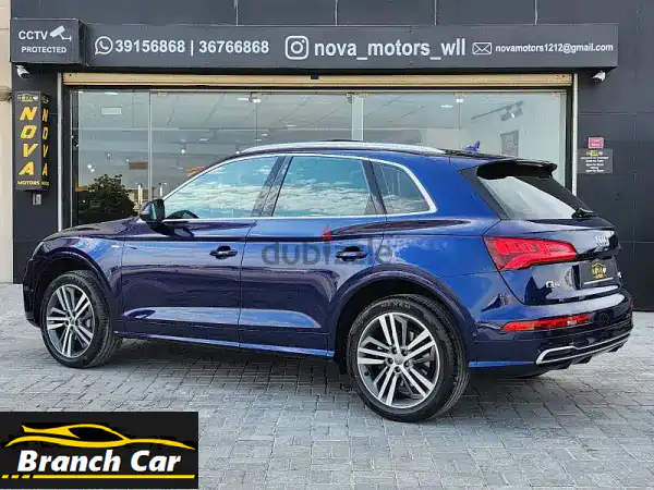 أودي Q5 2017 أزرق 45 TFSI | 74 ألف كم فقط - فل أوبشن، سرفيس وكالة، بدون صبغ!