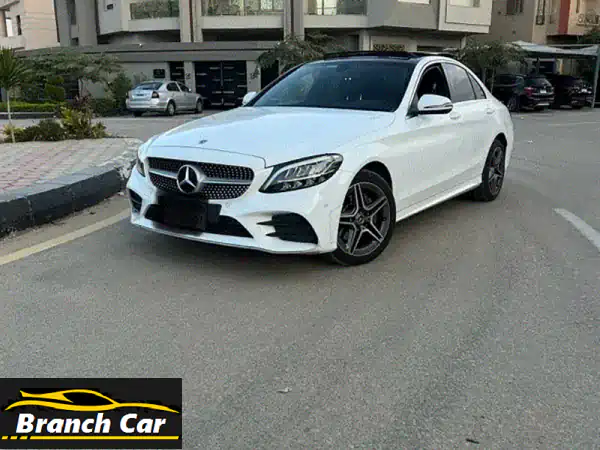مرسيدس بنز C200 AMG 2019 أبيض | فبريكا بالكامل، سقف...
