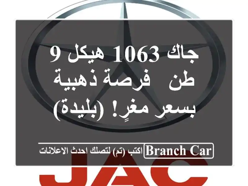 جاك 1063 هيكل 9 طن - فرصة ذهبية بسعر مغرٍ! (بليدة)