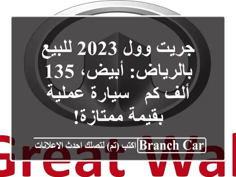 جريت وول 2023 للبيع بالرياض: أبيض، 135 ألف كم - سيارة...