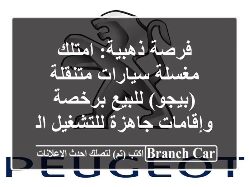 فرصة ذهبية: امتلك مغسلة سيارات متنقلة (بيجو)...