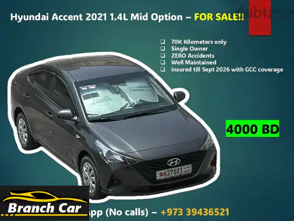 هيونداي أكسنت 2021 للبيع: بحالة الوكالة | مالك واحد |...