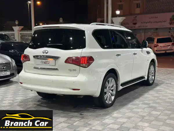 امتلك الفخامة الآن: إنفينيتي QX80 2014 بيضاء فل أوبشن | مالك أول - معرض سكوب البحرين