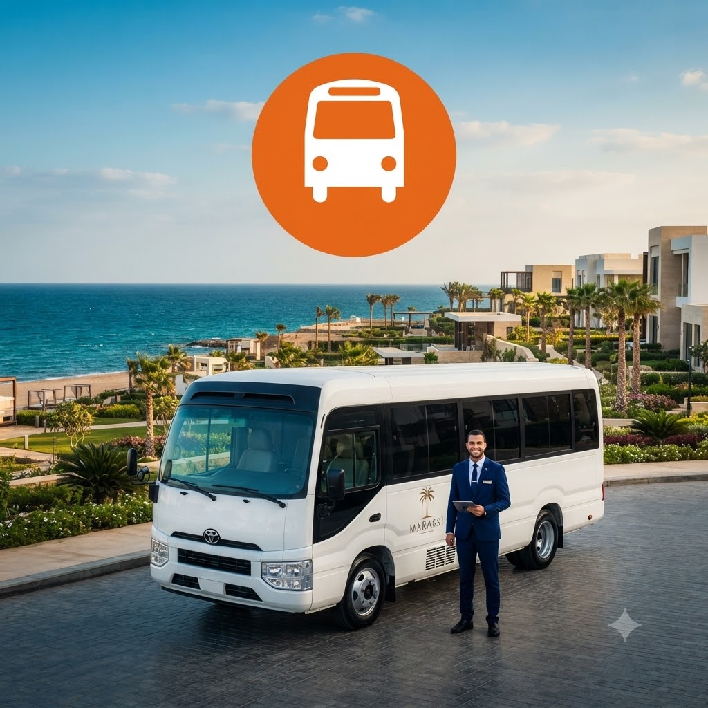 Mercedes Chauffeur Service Egypt | Toyota Coaster 21 Seater Rental for Marassi North Coast