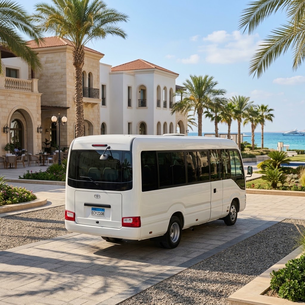 Toyota Coaster 21 Seater Minibus Rental with Driver from Cairo to North Coast Resorts and...