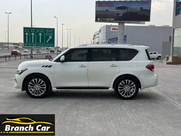 انفينيتي QX80 2016 بيضاء فل أوبشن - 8 مقاعد عائلية فاخرة | صيانة وكالة